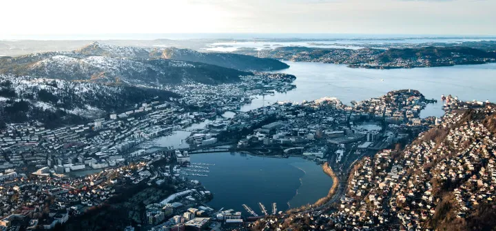 Bergen i Norge Sett Ovenfra